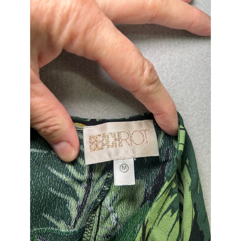 Beach Riot Wide Leg Pants Womens Medium Black Green Tropical Palm Leaf Print - Picture 6 of 9